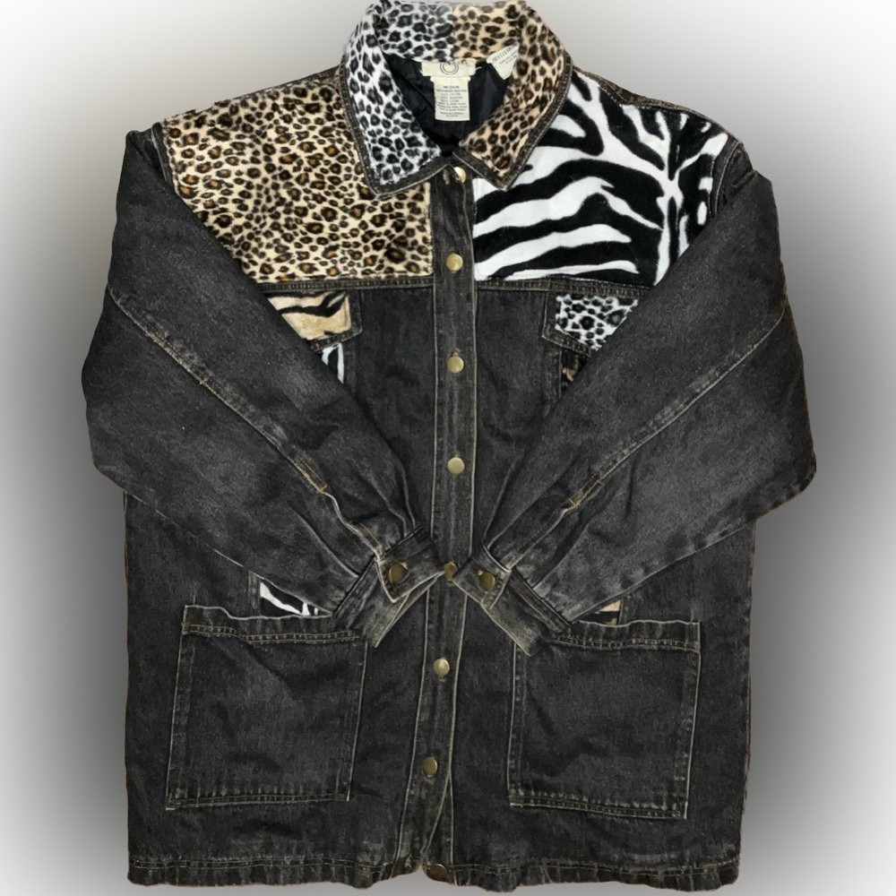 vintage animal print denim jacket